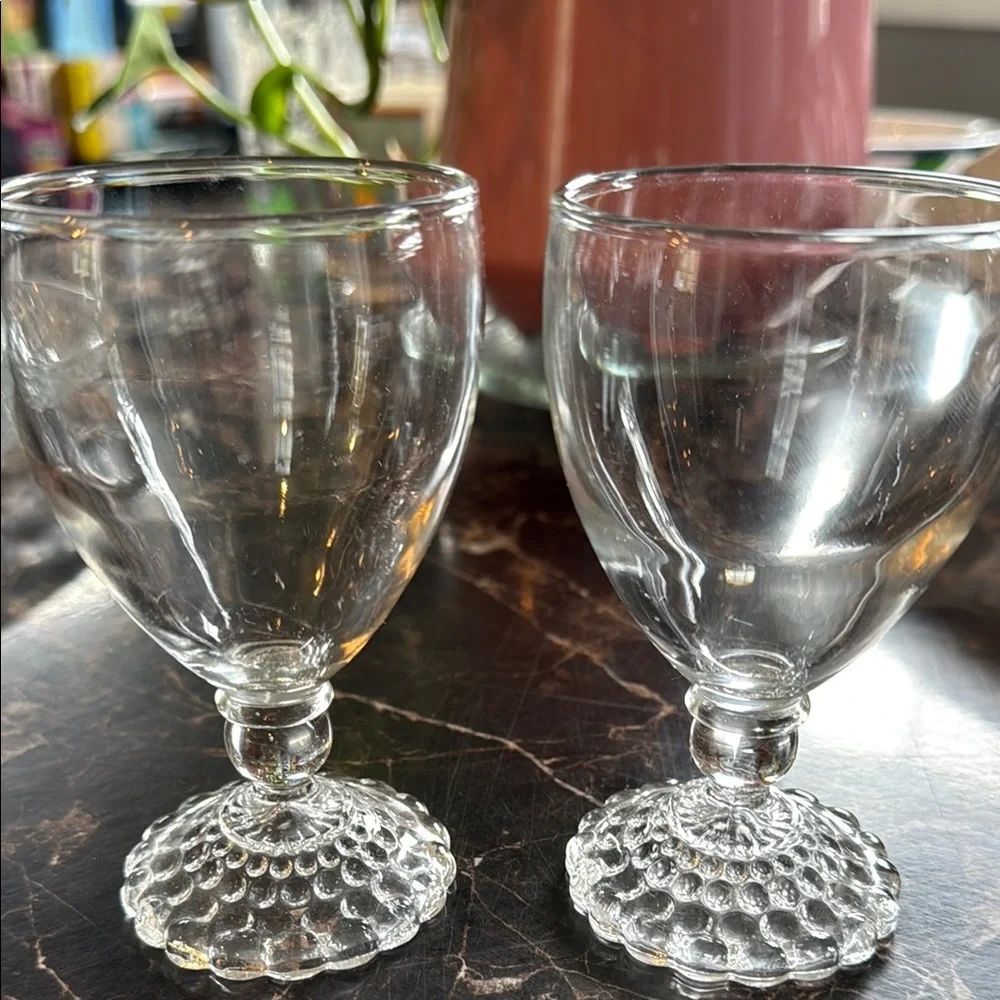 Vintage footed bubble glasses set of 2